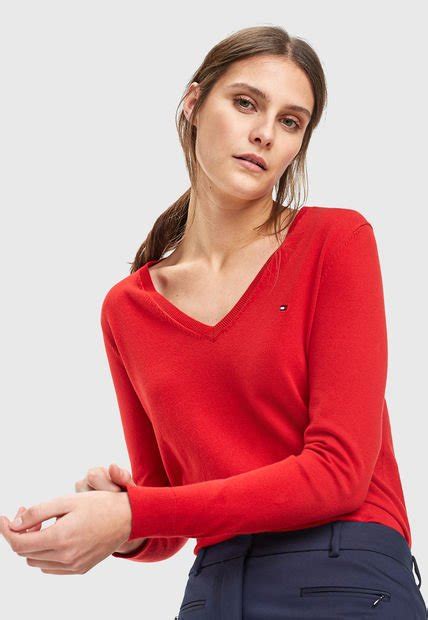 sueter rojo tommy hilfiger mujer